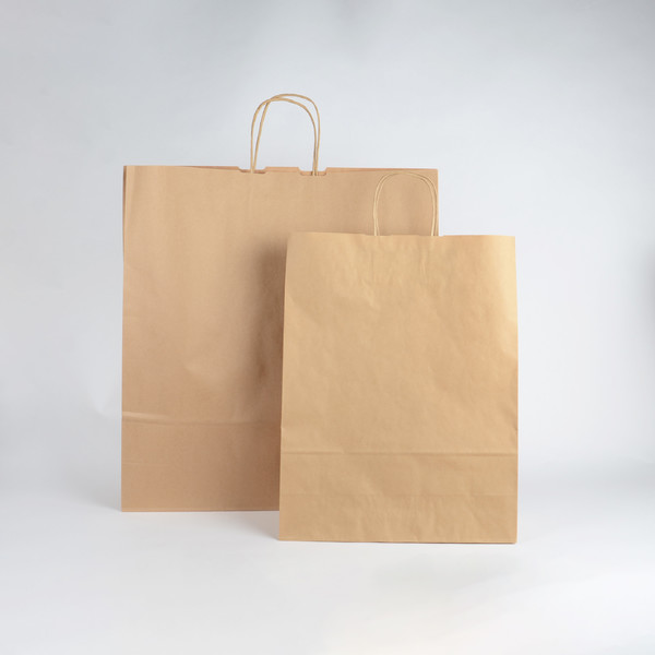 Papperspåsar m. tvinnade handtag - Naturfärgad