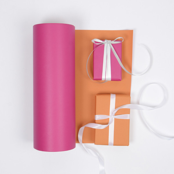 Presentpapper - Fuchsia / Mandarin