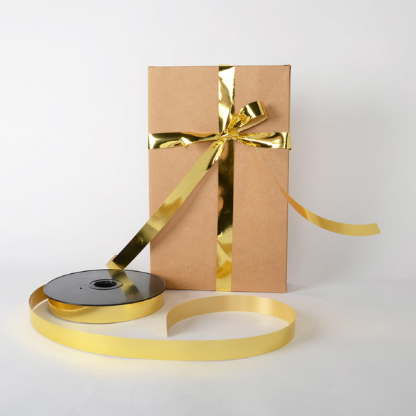 Presentband Metallic matt - Guld 19mm bred rulle 3-pack