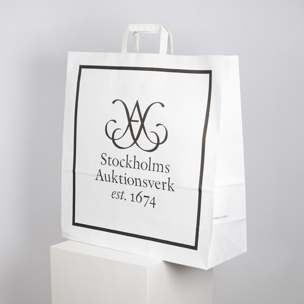 Stockholms Auktionsverk - Paper bag white, flat handle - M